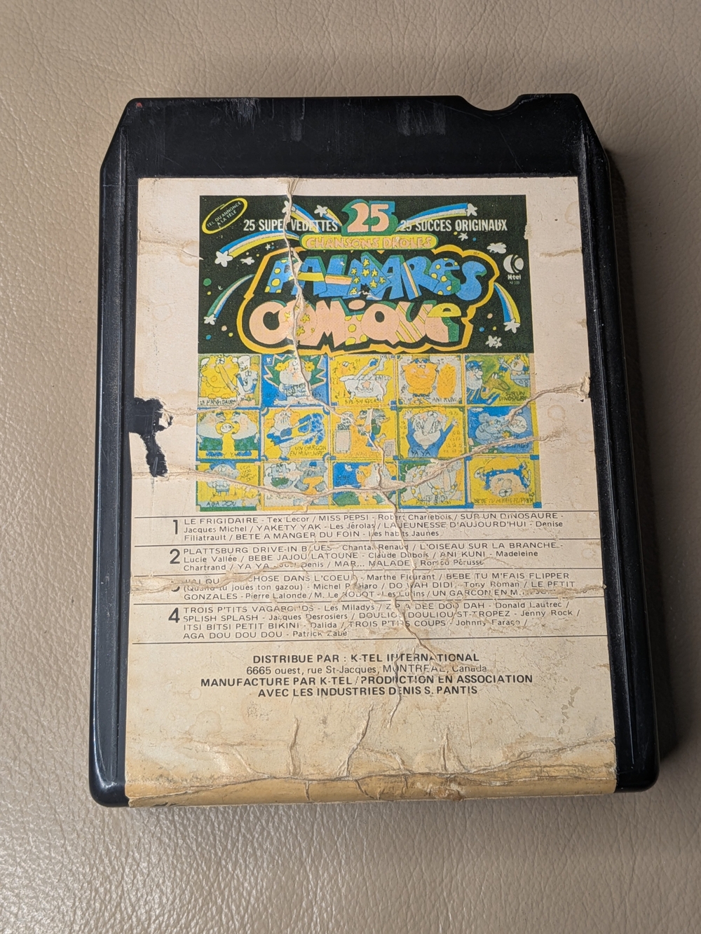 Vintage K-TEL 8 Tracks Cassette Palmares Comique 25 Chansons Drole